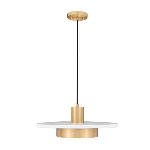 Z-Lite Ludo 1-Light Pendant w/ Frosted Acrylic Shade - Matte White + Modern Gold