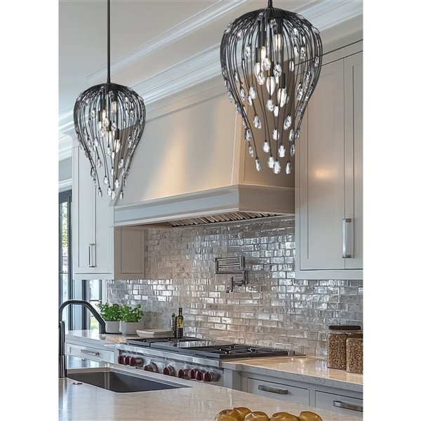 Z-Lite Gabriella 5-Light Teardrop Pendant - Matte Black