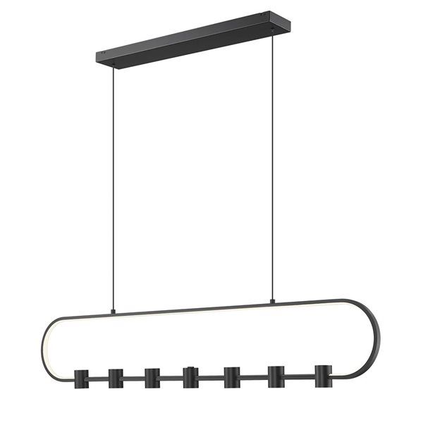 Z-Lite Saros 7-Light Linear Chandelier w/ White Shade - Matte Black