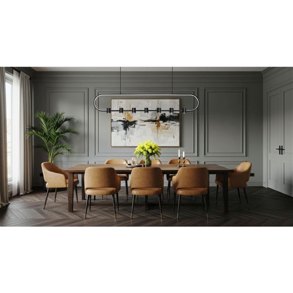 Z-Lite Saros 7-Light Linear Chandelier w/ White Shade - Matte Black