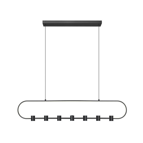 Z-Lite Saros 7-Light Linear Chandelier w/ White Shade - Matte Black