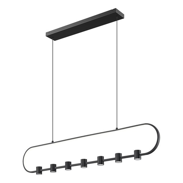 Z-Lite Saros 7-Light Linear Chandelier w/ White Shade - Matte Black