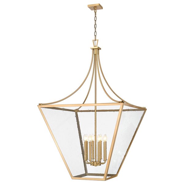Z-Lite Montalcino 8-Light Chandelier w/ Clear Seeded Glass Shade - Rubbed Brass