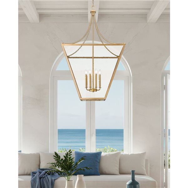 Z-Lite Montalcino 8-Light Chandelier w/ Clear Seeded Glass Shade - Rubbed Brass