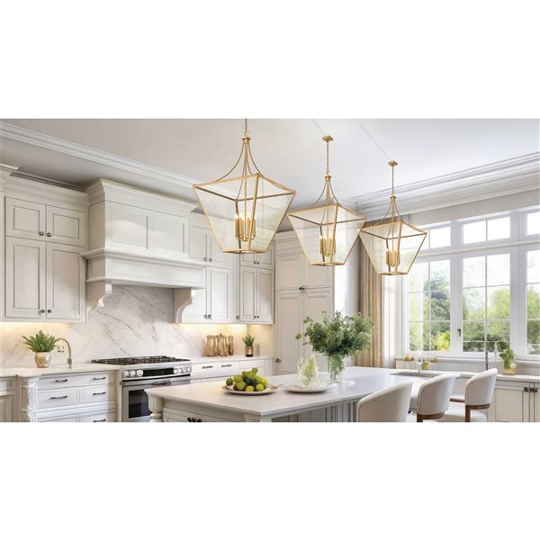 Z-Lite Montalcino 8-Light Chandelier w/ Clear Seeded Glass Shade - Rubbed Brass