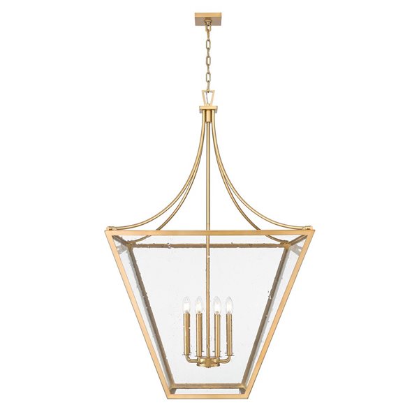 Z-Lite Montalcino 8-Light Chandelier w/ Clear Seeded Glass Shade - Rubbed Brass