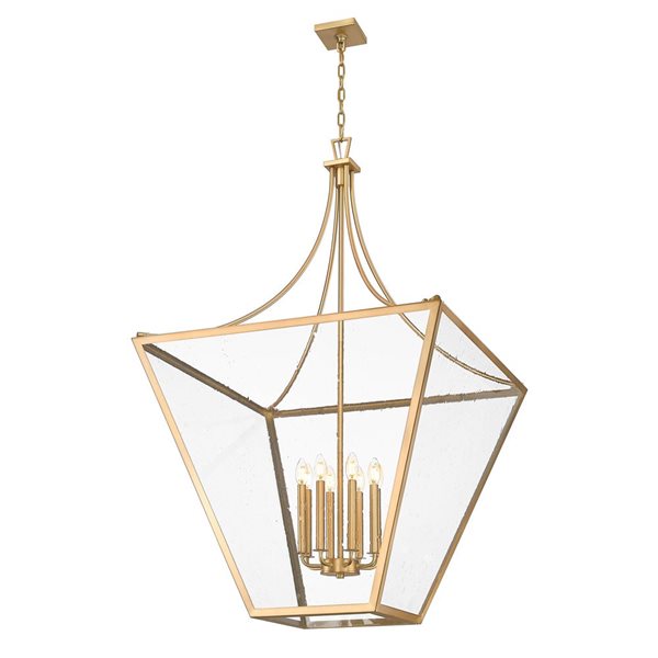 Z-Lite Montalcino 8-Light Chandelier w/ Clear Seeded Glass Shade - Rubbed Brass