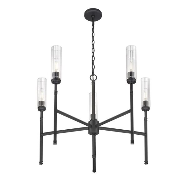 Z-Lite Esme 5-Light Chandelier w/ Clear Glass Shade - Matte Black
