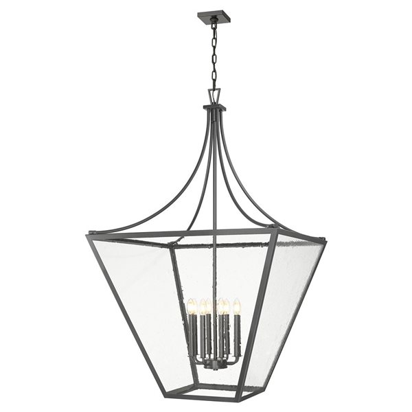 Z-Lite Montalcino 8-Light Chandelier w/ Clear Seeded Glass - Iron Ore