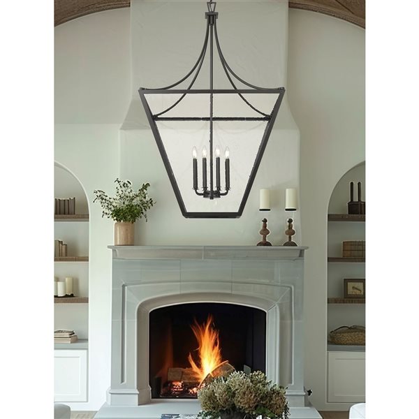 Z-Lite Montalcino 8-Light Chandelier w/ Clear Seeded Glass - Iron Ore