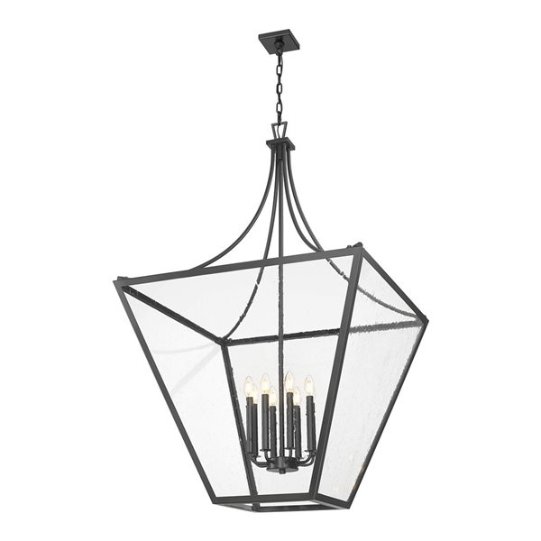 Z-Lite Montalcino 8-Light Chandelier w/ Clear Seeded Glass - Iron Ore