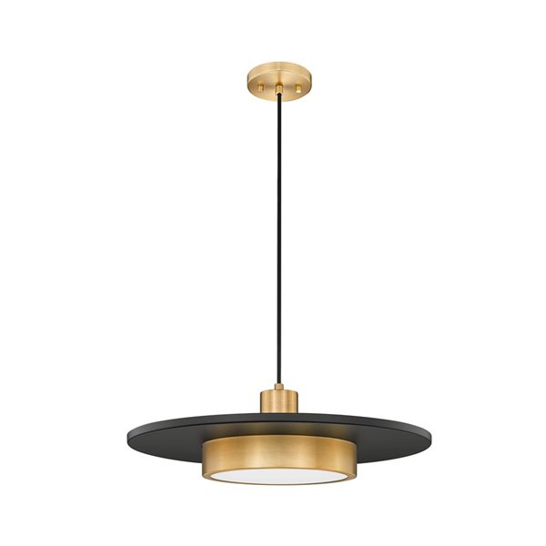 Z-Lite Ludo 1-Light Pendant w/ Frosted Acrylic Shade - Matte Black + Modern Gold