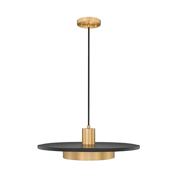 Z-Lite Ludo 1-Light Pendant w/ Frosted Acrylic Shade - Matte Black + Modern Gold