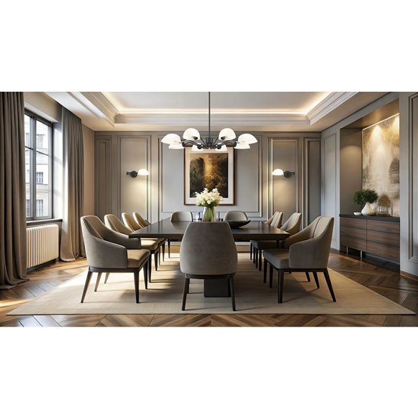 Z-Lite Breton 8-Light Chandelier w/ White Glass Shade - Matte Black