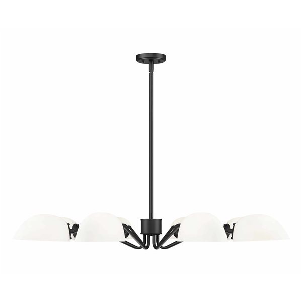 Z-Lite Breton 8-Light Chandelier w/ White Glass Shade - Matte Black