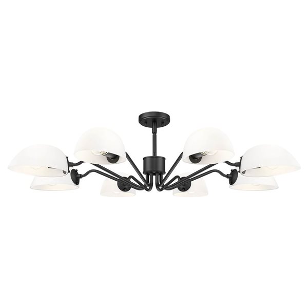 Z-Lite Breton 8-Light Chandelier w/ White Glass Shade - Matte Black