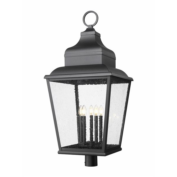Z-Lite Raphael 5-Light Outdoor Post Mount Light 3.4-ft w/ Seeded Glass - Sand Black