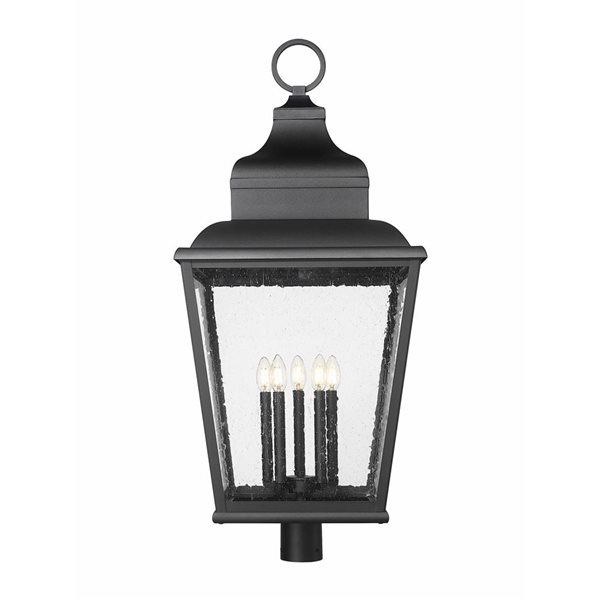 Z-Lite Raphael 5-Light Outdoor Post Mount Light 3.4-ft w/ Seeded Glass - Sand Black