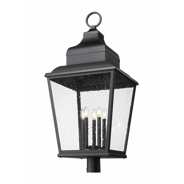 Z-Lite Raphael 5-Light Outdoor Post Mount Light 3.4-ft w/ Seeded Glass - Sand Black