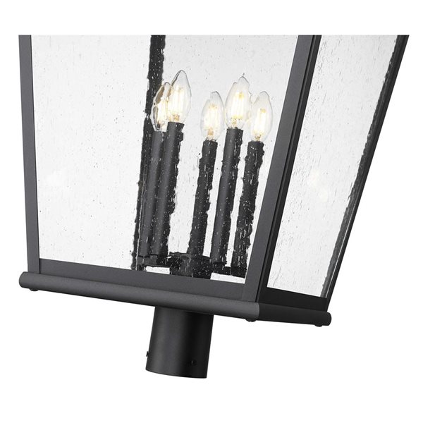 Z-Lite Raphael 5-Light Outdoor Post Mount Light 3.4-ft w/ Seeded Glass - Sand Black