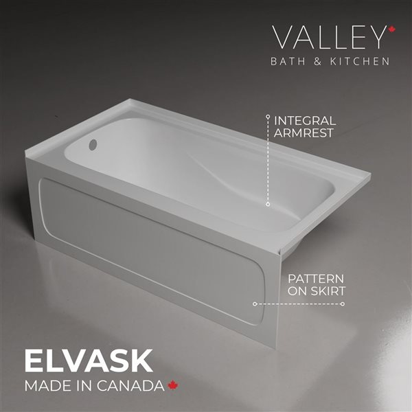 Valley Bath & Kitchen ELVA SKLH 60 x 30-in Rectangular White Acrylic Skirted Bathtub