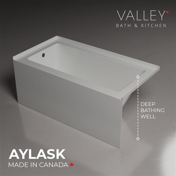 Valley Bath & Kitchen AYLA SKLH 60 x 32-in Rectangular White Acrylic Skirted Bathtub