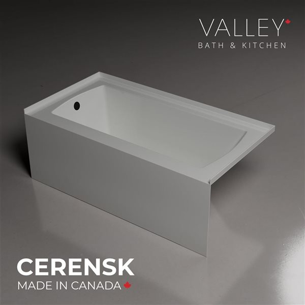 Valley Bath & Kitchen CEREN SKLH 72 x 34-in Rectangular White Acrylic Skirted Bathtub