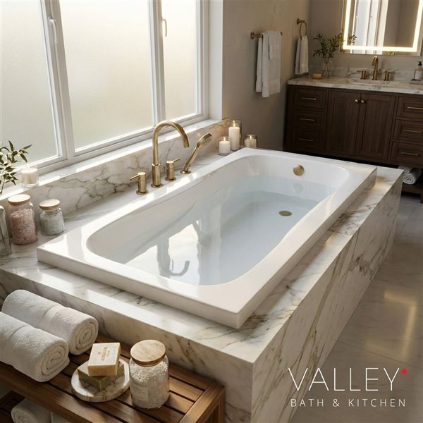 Valley Bath & Kitchen ELVA DI 72 x 36-in Rectangular Drop-in White Acrylic Bathtub
