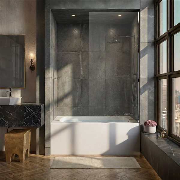 Valley Bath & Kitchen CEREN SKRH 72 x 34-in Rectangular White Acrylic Skirted Bathtub