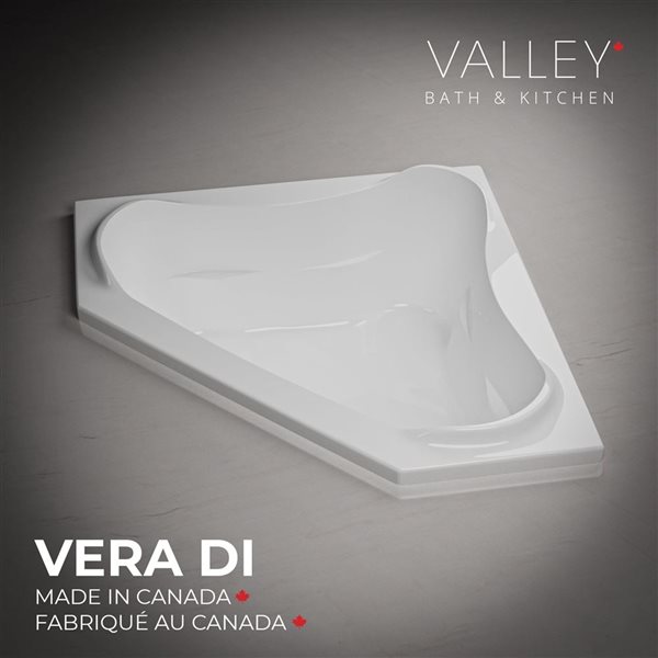 Valley Bath & Kitchen VERA DI 60 x 60-in Corner Drop-in White Acrylic Bathtub