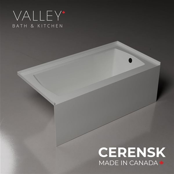 Valley Bath & Kitchen CEREN SKRH 72 x 36-in Rectangular White Acrylic Skirted Bathtub