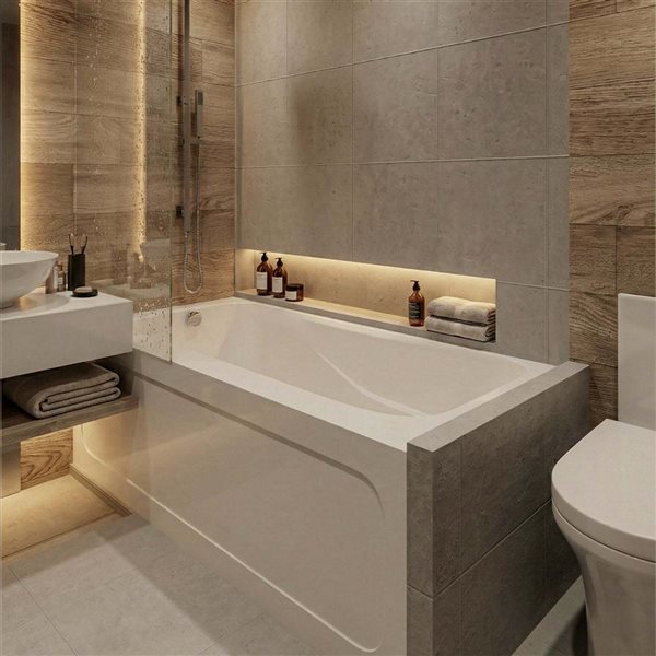 Valley Bath & Kitchen ELVA SKLH 66 x 32-in Rectangular White Acrylic Skirted Bathtub