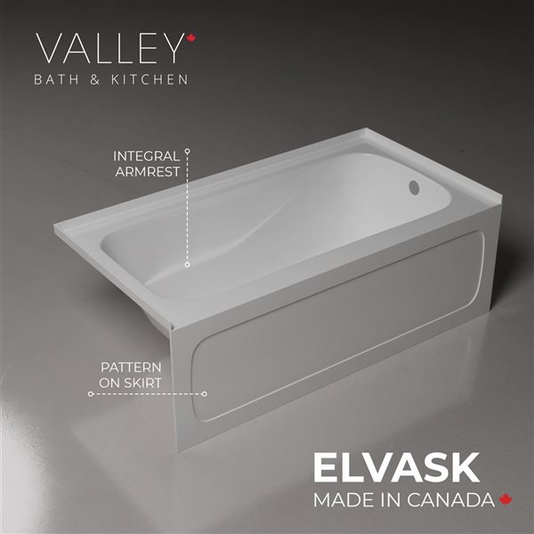 Valley Bath & Kitchen ELVA SKRH 66 x 32-in Rectangular White Acrylic Skirted Bathtub
