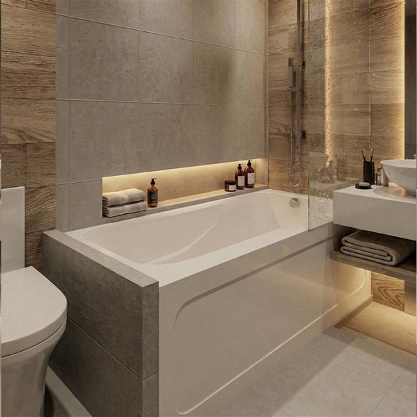 Valley Bath & Kitchen ELVA SKRH 66 x 32-in Rectangular White Acrylic Skirted Bathtub