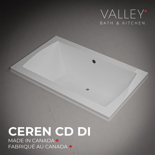 Valley Bath & Kitchen CERENCD DI 72 x 42-in Rectangular Drop-in Off-set Center Drain White Acrylic Bathtub