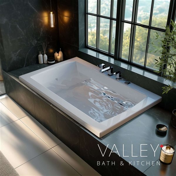 Valley Bath & Kitchen CERENCD DI 72 x 42-in Rectangular Drop-in Off-set Center Drain White Acrylic Bathtub