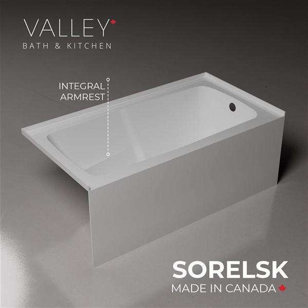 Valley Bath & Kitchen SOREL SKRH 72 x 32-in Rectangular White Acrylic Skirted Bathtub