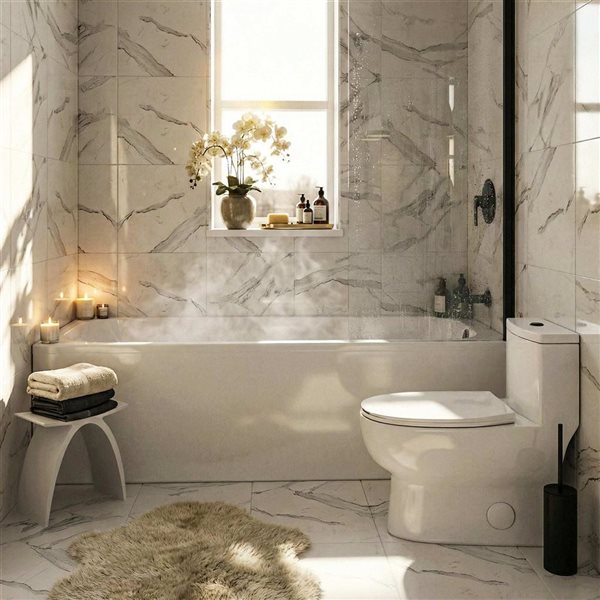 Valley Bath & Kitchen SOREL SKRH 72 x 32-in Rectangular White Acrylic Skirted Bathtub