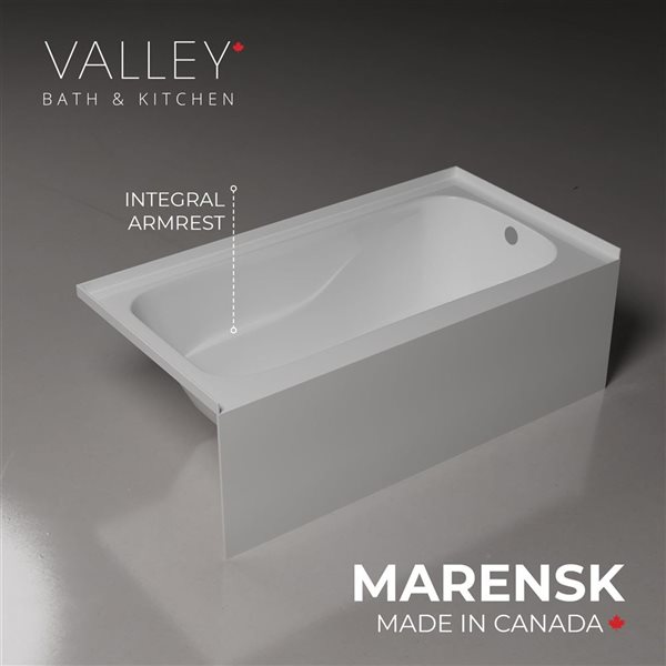 Valley Bath & Kitchen MAREN SKRH 66 x 30-in Rectangular White Acrylic Skirted Bathtub