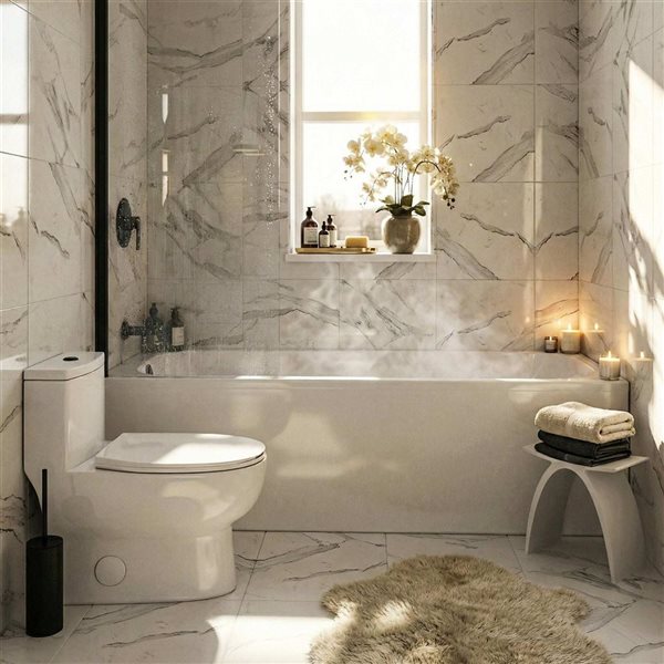 Valley Bath & Kitchen SOREL SKLH 72 x 32-in Rectangular White Acrylic Skirted Bathtub