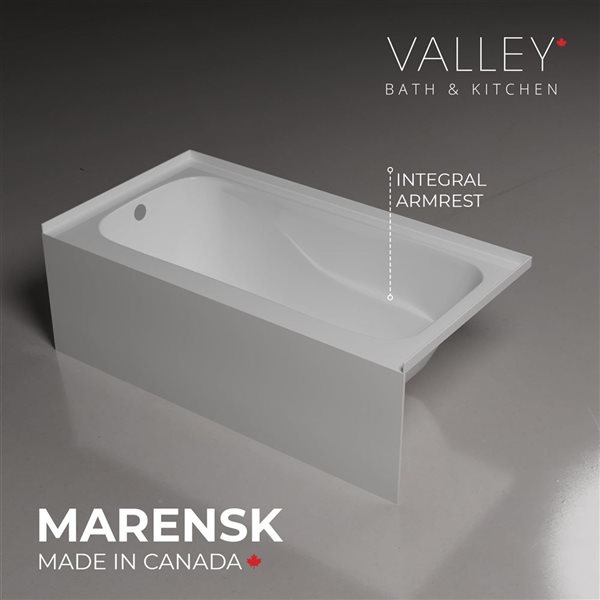 Valley Bath & Kitchen MAREN SKLH 60 x 32-in Rectangular White Acrylic Skirted Bathtub