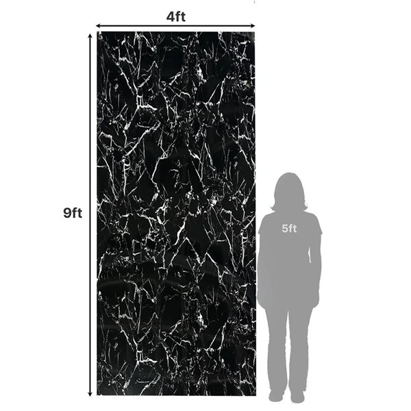 Dundee Deco Marble-Look Glossy PVC Wall Panel 4 x 9-ft - Black/White