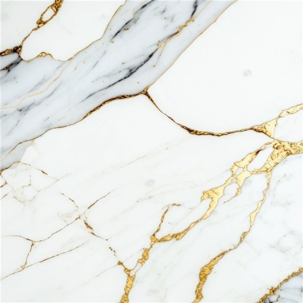 Dundee Deco Marble-Look Glossy PVC Wall Panel 4 x 9-ft - White/Grey/Gold