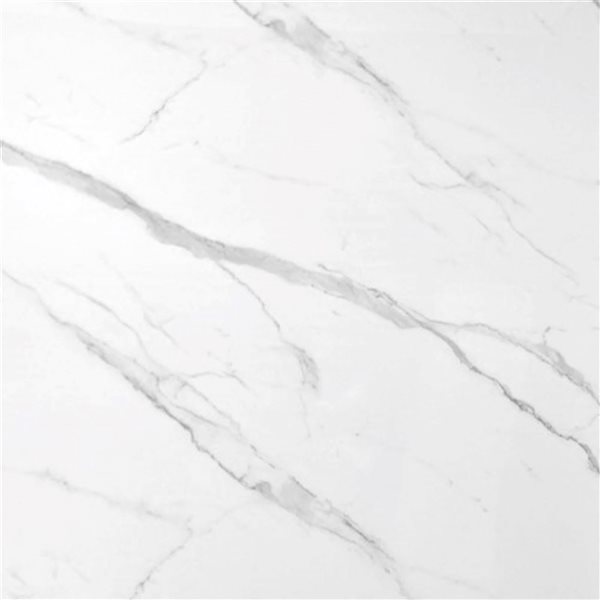 Dundee Deco Marble-Look Glossy PVC Wall Panel 4 x 9-ft - Off-White/Grey