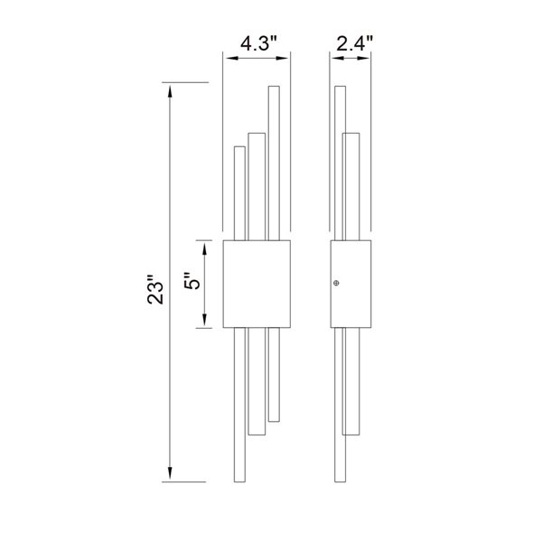 Set of 2 Axis Integrated LED Wall Lights - Black and Brass