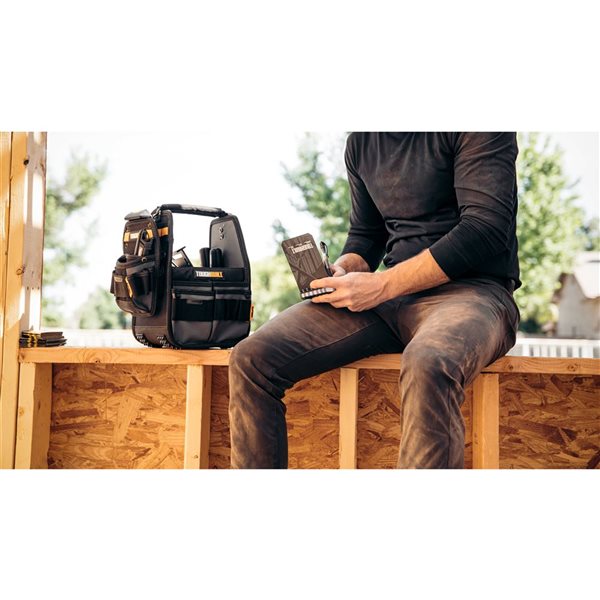 ToughBuilt 8-in Black Polyester Tote and Pouch with ClipTech