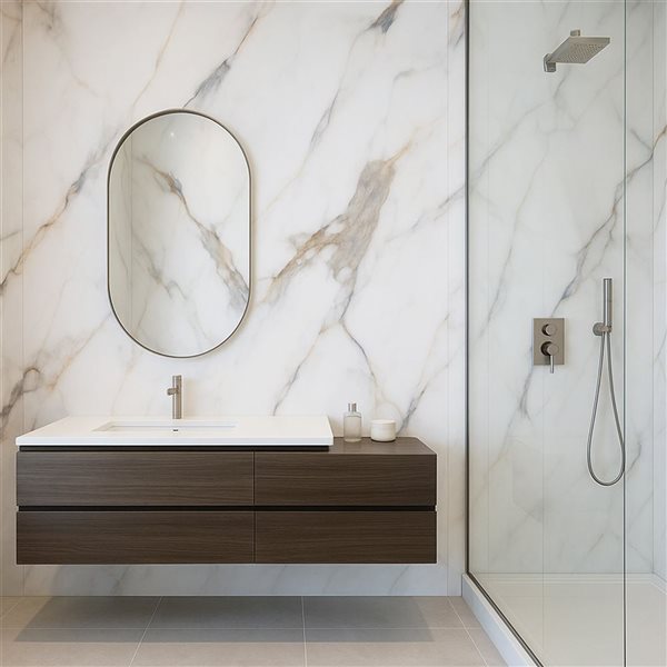 Dundee Deco Marble-Look Glossy PVC Wall Panels 4 x 9-ft - White/Black/Gold - 5-Pack