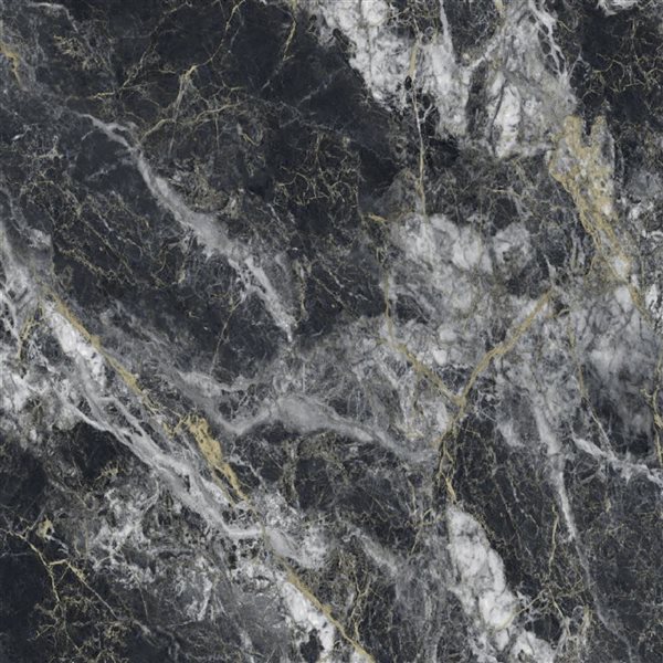 Dundee Deco Marble-Look Glossy PVC Wall Panels 4 x 9-ft - Black/White/Gold - 3-Pack