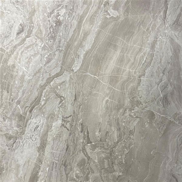 Dundee Deco Marble-Look Glossy PVC Wall Panels 4 x 9-ft - Grey - 2-Pack