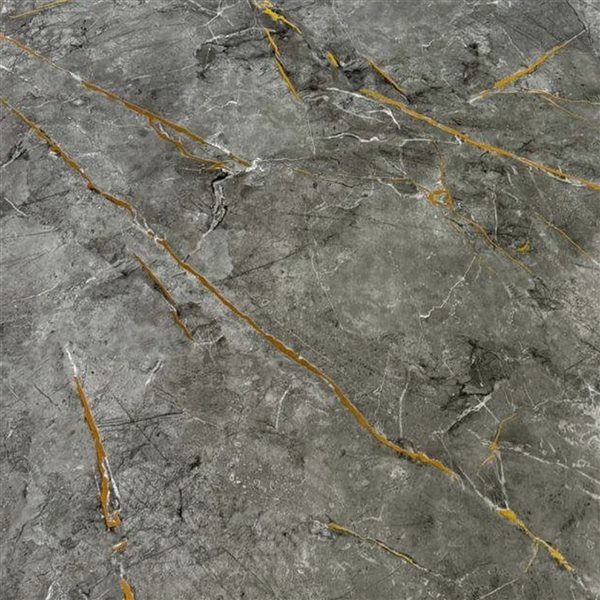 Dundee Deco Marble-Look Glossy PVC Wall Panels 4 x 9-ft - Grey/Gold - 3-Pack